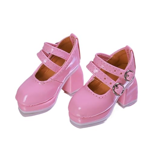 XIANMY Doll High Heels Schuhe Lederschuhe mit Schnalle Tanzschuhe Mini Freizeitschuhe Stiefel für 45 cm Mädchen Puppen 1/4 BJD Puppe Dress-Up Doll Kostüm Zubehör Rosa von XIANMY