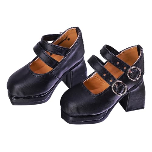 XIANMY Doll High Heels Schuhe Lederschuhe mit Schnalle Tanzschuhe Mini Freizeitschuhe Stiefel für 45 cm Mädchen Puppen 1/4 BJD Puppe Dress-Up Doll Kostüm Zubehör Schwarz von XIANMY