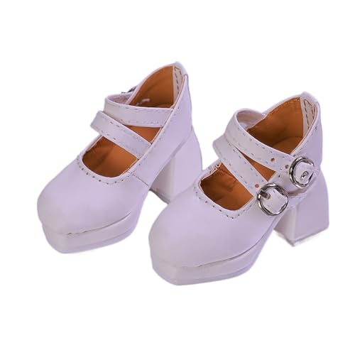 XIANMY Doll High Heels Schuhe Lederschuhe mit Schnalle Tanzschuhe Mini Freizeitschuhe Stiefel für 45 cm Mädchen Puppen 1/4 BJD Puppe Dress-Up Doll Kostüm Zubehör Weiß von XIANMY