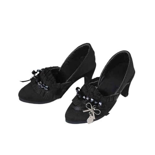 XIANMY Doll High Heels Spitzenschuhe Sandalen Schuhe Mini Freizeitschuhe Stiefel für 45 cm Mädchen Puppen 1/4 BJD Puppe Anziehpuppe Kostüm Zubehör Schwarz von XIANMY