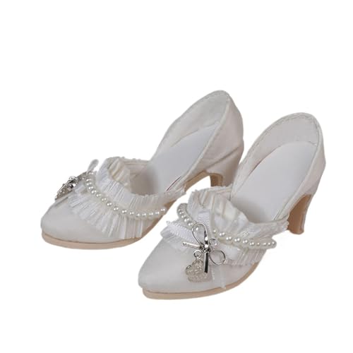 XIANMY Doll High Heels Spitzenschuhe Sandalen Schuhe Mini Freizeitschuhe Stiefel für 45 cm Mädchen Puppen 1/4 BJD Puppe Dress-Up Doll Kostüm Zubehör Weiß von XIANMY