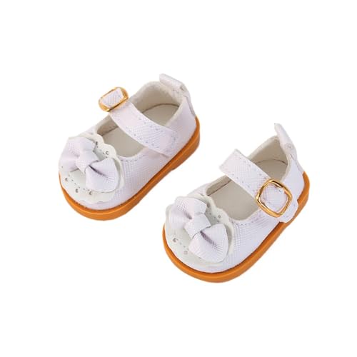 XIANMY Puppen-Lederschuhe, Schleife, Sandale, Freizeitschuhe, Stiefel für 20 cm Baumwollpuppen, 1/6, BJD-Mädchenpuppe, Kostümzubehör, Weiß von XIANMY