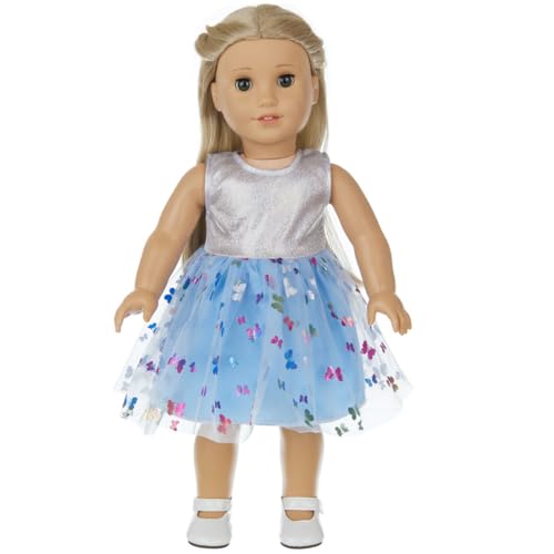 XIANMY Puppenkleidung, Mantel, Kleid, Oberteil, Hose, Jacke, Spitzenrock, Anzug, Puppen-Outfits für 45 cm, Mädchen, Puppenzubehör, Geburtstag, Weihnachten, Party, Blau XIANMY Puppenkleidung, Mantel, Kleid, Oberteil, Hose, Jacke, Spitzenrock, Anzug, Puppen-Outfits für 45 cm, Mädchen, Puppenzubehör, Geburtstag, Weihnachten, Party, Blau von XIANMY