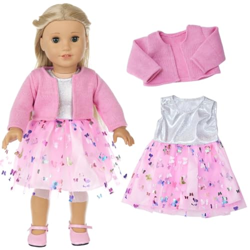 XIANMY Puppenkleidung, Mantel, Kleid, Oberteil, Hose, Jacke, Spitzenrock, Anzug, Puppen-Outfits für 45 cm, Mädchen, Puppenzubehör, Geburtstag, Weihnachten, Party, Rosa XIANMY Puppenkleidung, Mantel, Kleid, Oberteil, Hose, Jacke, Spitzenrock, Anzug, Puppen-Outfits für 45 cm, Mädchen, Puppenzubehör, Geburtstag, Weihnachten, Party, Rosa von XIANMY