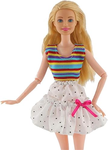 XIANMY Puppenkleidung, gestreiftes Oberteil, Weste, Kleid, Mini-Röcke, Anzug, Party-Outfits für 27,9 cm große Puppen, 30 cm, Puppenkleidung, Kostümzubehör von XIANMY