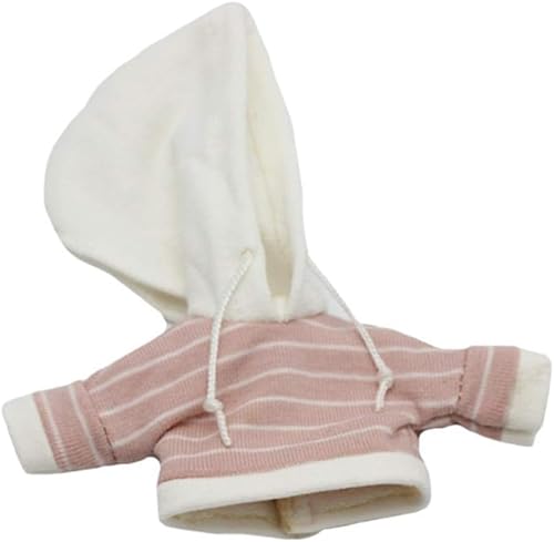 XIANMY Puppenkleidung Gestreifte Kapuzenoberteil Pullover Mantel Outfits für 1/12 Puppen 11cm Puppenkleidung Dress up Kostüm Zubehör Rosa von XIANMY