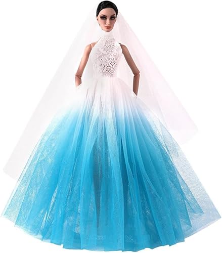 XIANMY Puppenkleidung Hochzeitskleid Abendkleid Outfits für 1/6 SD-Puppe 11 Zoll 30 cm Mädchen Puppe Kostüm Zubehör Blau von XIANMY