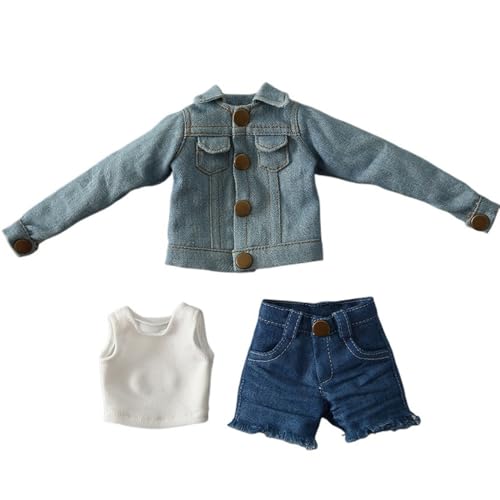 XIANMY Puppenkleidung Kleid Top Hosen Rock Weste T-Shirt Pullover Mantel Anzug Puppe Outfits Set für 45cm Mädchen Puppe 1/4 BJD Puppe Dress-Up Doll Kostüm Zubehör A21 von XIANMY