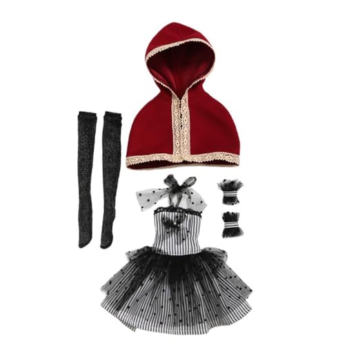 XIANMY Puppenkleidung Kleid Top Hosen Rock Weste T-Shirt Pullover Mantel Anzug Puppe Outfits für 45cm Mädchen Puppe 1/4 BJD Puppe Dress-Up Doll Kostüm Zubehör A02 von XIANMY
