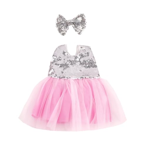 XIANMY Puppenkleidung Pailletten Spitzenkleid Prinzessin Kleid Haarspange Anzug Puppe Outfits für 45 cm Mädchen Puppenzubehör Geburtstag Weihnachten Party von XIANMY