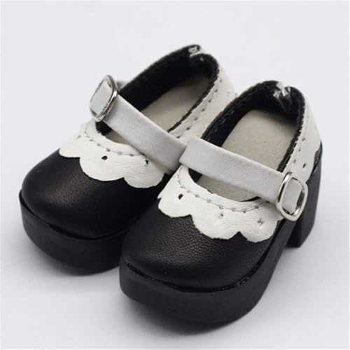 XIANMY Puppenschuhe Tanzschuhe Sandalen Freizeitschuhe High Heels Schuhe mit Schnalle Outfits für 1/4 BJD Puppe Kostüm Zubehör Schwarz von XIANMY