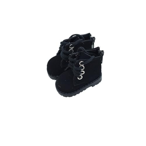 XIANMY Puppenstiefel Schuhe Lederschuhe Segeltuchschuhe Stiefel Freizeitschuhe für 20 cm Baumwollpuppen 1/6 BJD Puppe Dress-Up Zubehör Weihnachten Geburtstag Party Schwarz Doppellagig von XIANMY