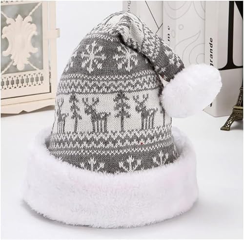 XIANMY Weihnachtsmütze, Weihnachtsmannmütze, Strickmütze für Abend, Neujahr, Party, Urlaub, Zubehör, Erwachsene, Uni, Grau XIANMY Weihnachtsmütze, Weihnachtsmannmütze, Strickmütze für Abend, Neujahr, Party, Urlaub, Zubehör, Erwachsene, Uni, Grau von XIANMY