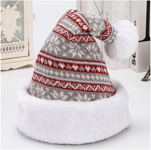 XIANMY Weihnachtsmütze, Weihnachtsmannmütze, Strickmütze für Heiligabend, Neujahr, Party, Urlaub, Zubehör, Erwachsene, Uni, Grau XIANMY Weihnachtsmütze, Weihnachtsmannmütze, Strickmütze für Heiligabend, Neujahr, Party, Urlaub, Zubehör, Erwachsene, Uni, Grau von XIANMY