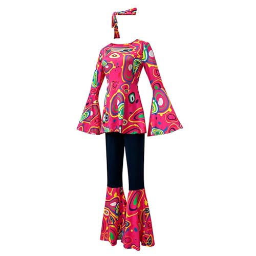 Hippie Kostüm Damen, 60er 70er Jahre Outfit Damen, Kostüm Damen, Flower Power Kleidung Damen, Oberteil mit Ausgestellten Ärmeln, Schlaghose Hippie Damen, Haarband Hippie, Karneval (Heißes Rosa, XXL) Hippie Kostüm Damen, 60er 70er Jahre Outfit Damen, Kostüm Damen, Flower Power Kleidung Damen, Oberteil mit Ausgestellten Ärmeln, Schlaghose Hippie Damen, Haarband Hippie, Karneval (Heißes Rosa, XXL) von XIANUOJI