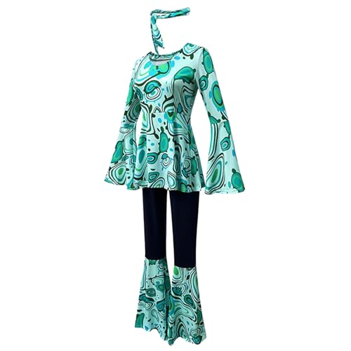 Hippie Kostüm Damen, 60er 70er Jahre Outfit Damen, Kostüm Damen, Flower Power Kleidung Damen, Oberteil mit Ausgestellten Ärmeln, Schlaghose Hippie Damen, Haarband Hippie, Karneval Kostüm (Grün, M) Hippie Kostüm Damen, 60er 70er Jahre Outfit Damen, Kostüm Damen, Flower Power Kleidung Damen, Oberteil mit Ausgestellten Ärmeln, Schlaghose Hippie Damen, Haarband Hippie, Karneval Kostüm (Grün, M) von XIANUOJI