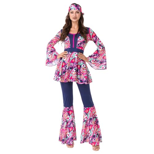 Hippie Kostüm Damen, Karneval Kostüm Damen Hippie Set 60 70er, Hippie Kleidung Schlaghose mit Accessoires, Faschingskostüme Hippie Möttöparty Kostüm Disco Outfit für Karneval Kostümparty (Rosa, M) Hippie Kostüm Damen, Karneval Kostüm Damen Hippie Set 60 70er, Hippie Kleidung Schlaghose mit Accessoires, Faschingskostüme Hippie Möttöparty Kostüm Disco Outfit für Karneval Kostümparty (Rosa, M) von XIANUOJI