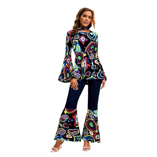 XIANUOJI Hippie Kostüm Damen, Karneval Kostüm Damen Hippie Set 60 70er, Hippie Kleidung Schlaghose mit Accessoires, Faschingskostüme Hippie Möttöparty Kostüm Disco Outfit für Karneval (Schwarz, XXL) XIANUOJI Hippie Kostüm Damen, Karneval Kostüm Damen Hippie Set 60 70er, Hippie Kleidung Schlaghose mit Accessoires, Faschingskostüme Hippie Möttöparty Kostüm Disco Outfit für Karneval (Schwarz, XXL) von XIANUOJI