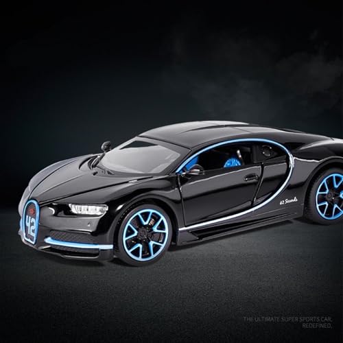 XIANZHOU Exquisites Automodell 1:32 Legierung Diecast Automodelle for Bugatti Chiron Simulation Sound Und Licht Zurückziehen Spielzeug (Größe : Black) von XIANZHOU