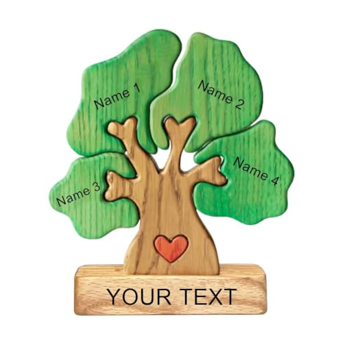 Personalisiertes Geschenk für Familie Holzbaum Familienpuzzle Personalisierter Kunsttext mit Familiennamen Herz Puzzle, Holzskulptur, Einweihungsgeschenke Ideen von XIAOBAN