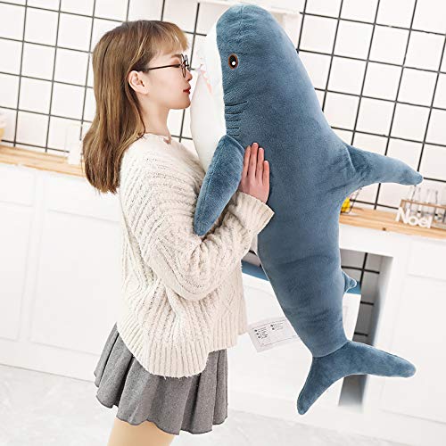 XIAOHONG 78 cm Großes Hai-Plüschtier, Weiches Kissen, Stofftier, Wurfkissen, Molliges Spielzeug, Kinderzimmer-Dekoration, Geschenk für Damen und Kinder von XIAOHONG