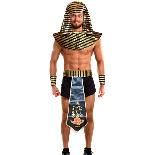 XIAOLIBETTER Ägypten-Kostüm-Accessoires für Herren, antikes Pharao-Outfit, ägyptisches Kostüm-Requisiten-Set für Halloween, Schwarzer Streifen, M XIAOLIBETTER Ägypten-Kostüm-Accessoires für Herren, antikes Pharao-Outfit, ägyptisches Kostüm-Requisiten-Set für Halloween, Schwarzer Streifen, M von XIAOLIBETTER