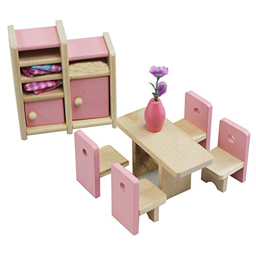 XIAONAN Entzückende hölzerne Puppenhausmöbel Kinderzimmer-Set Puppenhausmöbel Set Miniatur Möbel Zubehör Puppenhausmöbel Holz (Küche) (Cafeteria) von XIAONAN