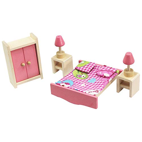 XIAONAN Entzückende hölzerne Puppenhausmöbel Kinderzimmer-Set Puppenhausmöbel Set Miniatur Möbel Zubehör Puppenhausmöbel Holz (Küche) (Schlafzimmer) von XIAONAN