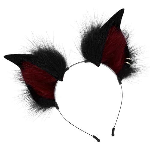 XIAOQENAN Bequeme Elastische Katzenohren Haarband Und Schwanzkostümzubehör Für Halloween Und Partys von XIAOQENAN