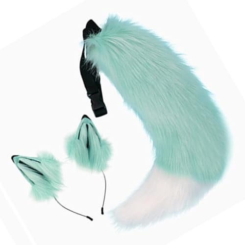 XIAOQENAN Wolf Fuchs Schwanz mit Wolfsohren Stirnbänder Halloween Weihnachten Cosplay Party Kostüm Spielzeug für Frau Mann Füchse Kostüme von XIAOQENAN