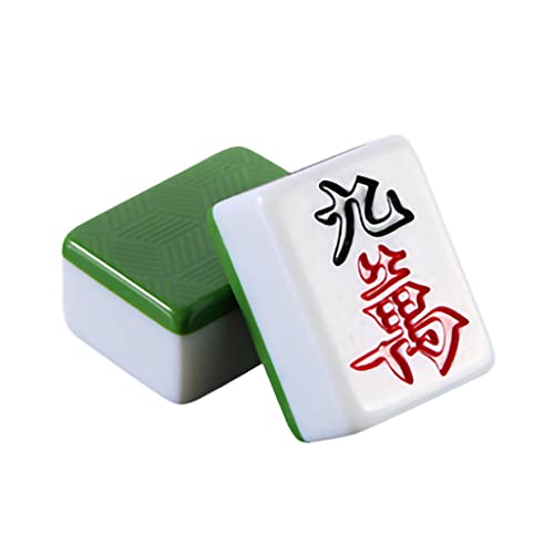 Professionelles chinesisches Mahjong-Spiel-Set, Standard-Spielregeln, grün und blau mit 144 großen Fliesen (46 x 35 mm), für Spiele im chinesischen Stil, Grün von XIAOSHANCUN