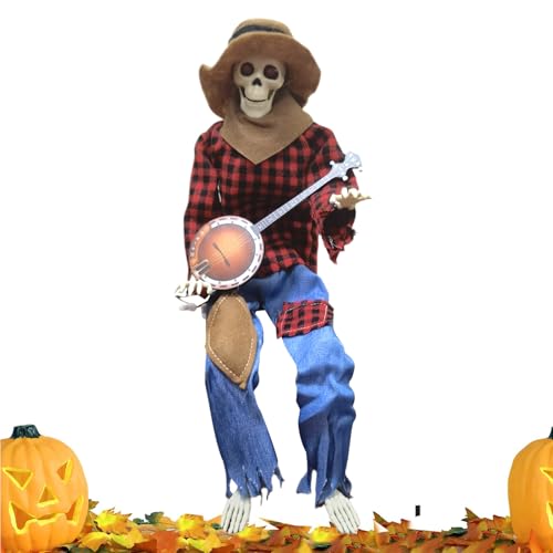 XIAOXIAOYU Animiertes Banjo-Skelett, Dekoration, Cowboy-Schädelfigur, animierte Bewegung/Soundaktiviertes Musik-Banjo-Skelett für Urlaub, Party, Herbst, Spukhaus, Rasenhof XIAOXIAOYU Animiertes Banjo-Skelett, Dekoration, Cowboy-Schädelfigur, animierte Bewegung/Soundaktiviertes Musik-Banjo-Skelett für Urlaub, Party, Herbst, Spukhaus, Rasenhof von XIAOXIAOYU