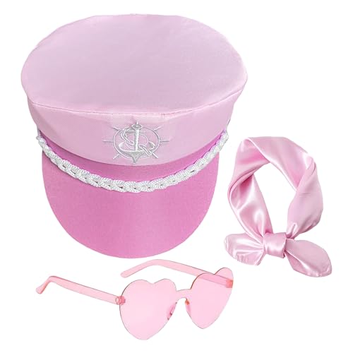 XIAOXIAOYU Kapitänsmütze,Matrosen Kostüm Set | Marine Foto Requisiten Für Erwachsene, Verkleidungs- Und Cosplay-Zubehör Mit Sonnenbrille Und Schal von XIAOXIAOYU
