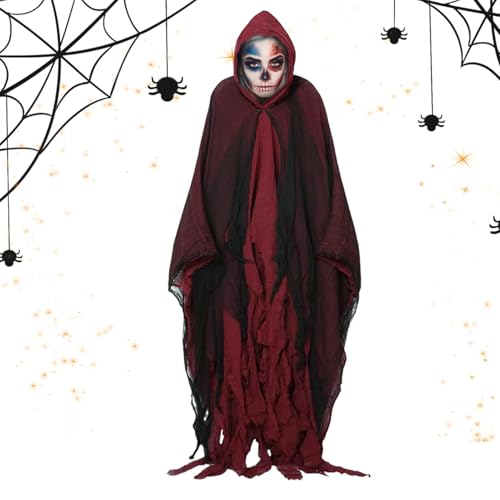 XIAOXIAOYU Mittelalterlicher Halloween-Umhang, Halloween-Kostüm für Erwachsene, klassisches Geister-Outfit für saisonale Horror-Atmosphäre für Fotografie, Bühnenshow von XIAOXIAOYU