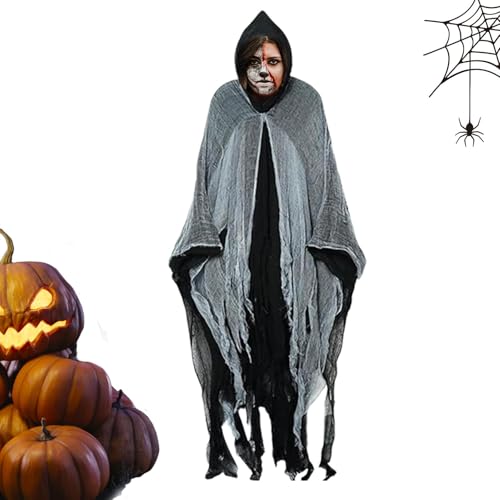 XIAOXIAOYU Mittelalterliches Umhangkostüm – gruseliges Mittelalter-Umhang-Kostüm mit Kapuze für Halloween – klassisches Geister-Outfit für saisonale Horror-Atmosphäre für Fotografie, Bühnenshow XIAOXIAOYU Mittelalterliches Umhangkostüm – gruseliges Mittelalter-Umhang-Kostüm mit Kapuze für Halloween – klassisches Geister-Outfit für saisonale Horror-Atmosphäre für Fotografie, Bühnenshow von XIAOXIAOYU