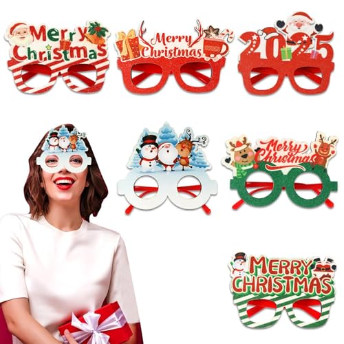 XIAOXIAOYU Weihnachtsglitter-Partybrille – 2025 Brillenrahmen Weihnachtsbrille | 6 x Weihnachtsmann Elch Neujahrsbrillen, Kostümbrillen, Urlaubsbrillen, Weihnachtsdekorationen XIAOXIAOYU Weihnachtsglitter-Partybrille – 2025 Brillenrahmen Weihnachtsbrille | 6 x Weihnachtsmann Elch Neujahrsbrillen, Kostümbrillen, Urlaubsbrillen, Weihnachtsdekorationen von XIAOXIAOYU