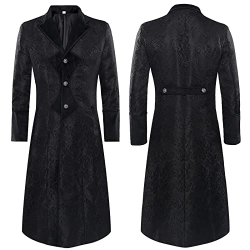 XIAOYUER Faschingskostüm Herren Steampunk Frack Mantel Vintage Mantel Mittelalter Gehrock Jacke Viktorianischen Karneval Kostüm Cosplay Halloween Fashing Smoking Kostüm Mittelalter Kleidung von XIAOYUER