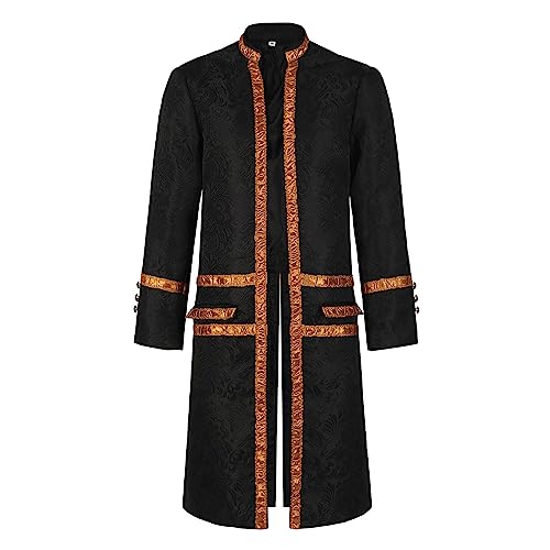 XIAOYUER Faschingskostüm Herren Steampunk Frack Mantel Vintage Mantel Mittelalter Gehrock Jacke Viktorianischen Karneval Kostüm Cosplay Halloween Fashing Smoking Kostüm Mittelalter Kleidung von XIAOYUER