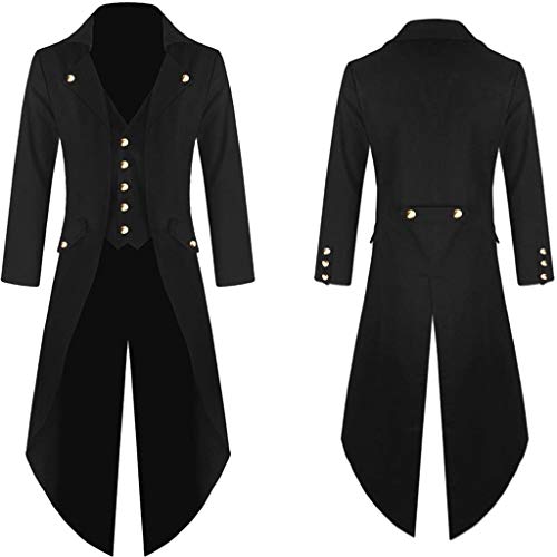 XIAOYUER Faschingskostüm Herren Steampunk Frack Mantel Vintage Mantel Mittelalter Gehrock Jacke Viktorianischen Karneval Kostüm Cosplay Halloween Fashing Smoking Kostüm Mittelalter Kleidung von XIAOYUER