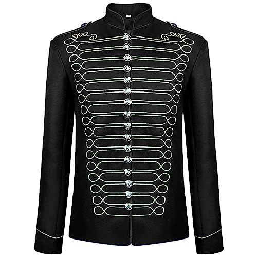 XIAOYUER Herren Steampunk Offizier Parade Jacke Stehkragen Gothic Renaissance Mittelalter Renaissance Steampunk Mantel Karneval Uniform Halloween Cosplay Kostüme von XIAOYUER