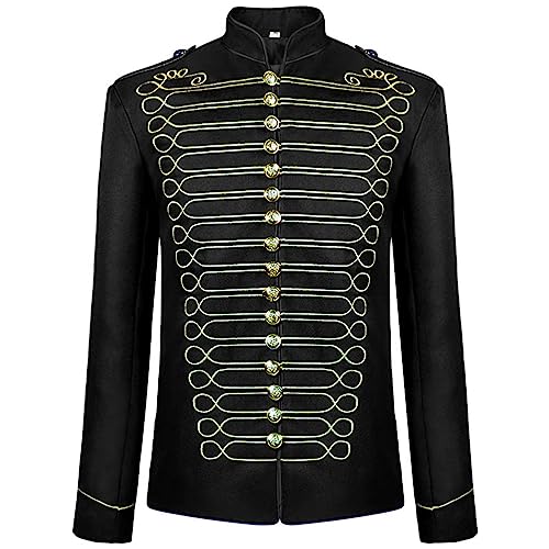 XIAOYUER Herren Steampunk Offizier Parade Jacke Stehkragen Gothic Renaissance Mittelalter Renaissance Steampunk Mantel Karneval Uniform Halloween Cosplay Kostüme von XIAOYUER