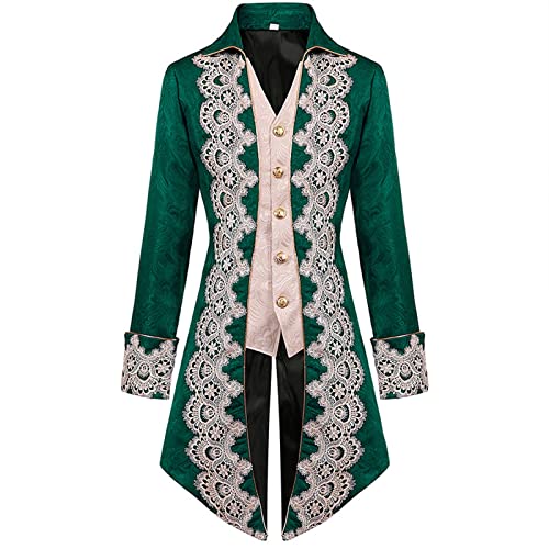 XIAOYUER Mittelalter Kleidung Herren Smoking Steampunk Vintage Lange Jacke Mantel Viktorianisches Gehrock Faschingskostüm Festival Outfit für Karneval Fasching Halloween von XIAOYUER