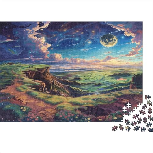 Berg unter Mond Puzzle 1000 Pieces Adult Wooden Puzzles for Adults EduKatzeional Game Challenge Toy 1000 Piece Wooden Puzzles for Adults 1000pcs (75x50cm) von XIAOZUUWEI