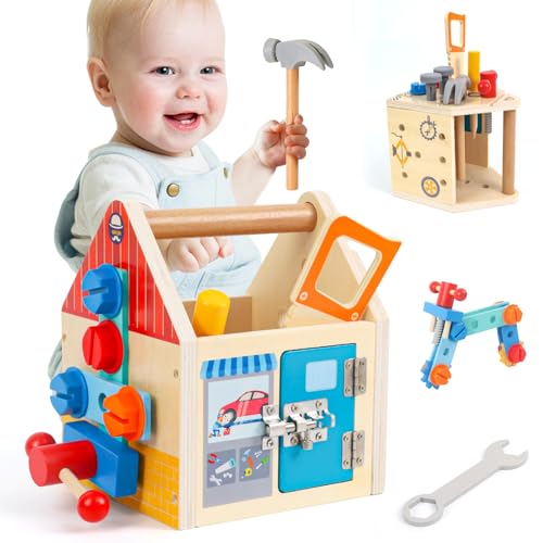 XIAPIA Werkzeugkoffer Kinder Werkzeug Holzspielzeug, 32 Stück Werkbank Kinderwerkzeug Set mit Holzwerkzeug und Werkzeugkasten, Motorikspielzeug ab 2 3 4 5 Jahre Jungen Mädchen, Geburtztag Geschenk XIAPIA Werkzeugkoffer Kinder Werkzeug Holzspielzeug, 32 Stück Werkbank Kinderwerkzeug Set mit Holzwerkzeug und Werkzeugkasten, Motorikspielzeug ab 2 3 4 5 Jahre Jungen Mädchen, Geburtztag Geschenk von XIAPIA