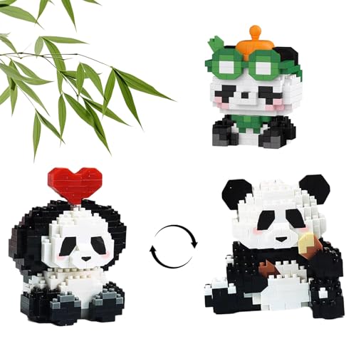 XIAQICA 2 Stück Panda Bausteine Bricks Set 2 In 1 Klein Klemmbausteine Tiere ABS Niedlich Bausatz Building Block Mini Panda-blöcke für Kinder Erwachsene Geschenk von XIAQICA