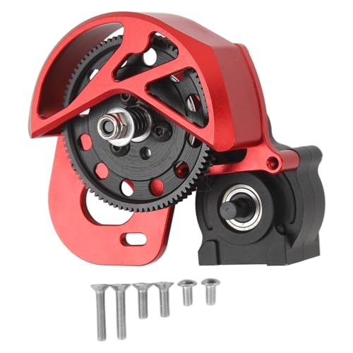 XIASABA 1/10 Aluminiumlegierung RC Getriebebaugruppe Stahl 87T Spurgetriebe für Axial SCX10 SCX10 II Purpur kompatibel mit AX10 SMT10 und Anderen ähnlichen Modellen Dauerhafte (Red) von XIASABA