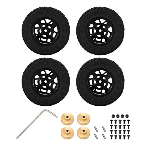 XIASABA 1/24 RC -Auto -Upgrade -Teile 4pcs Gummi 55 -mm -Reifen Messing Gegengewicht Combiner Aluminiumlegierung Rand für axiale SCX24 Silber (Schwarz) von XIASABA