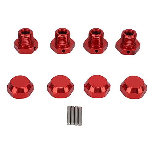 XIASABA 1/8 RC-Radsechskant-Koppler-Kit, 4-teiliger Radnaben-Adapter aus Aluminiumlegierung mit 17-mm-Sechskant für passenden Radsechskant-Naben-Adapter (Rot) von XIASABA