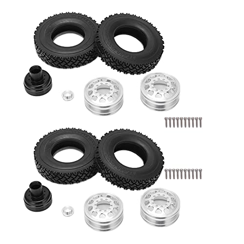 XIASABA 2 PCS RC Aluminiumlegierung Hinterrad -Hub -Hub -Felgen mit Gummireifen für 1/14 Traktorkipper Schwarz (Schwarz) von XIASABA