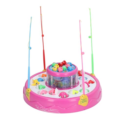 XIASABA 2 Schicht Magnetic Fishing Game Toy mit 4 Polen Musical Light rotierendes Brettspiel Fischereispielzeug (Lila) von XIASABA